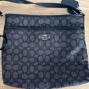 Coach Signature Black and Gray Crossbody Bag